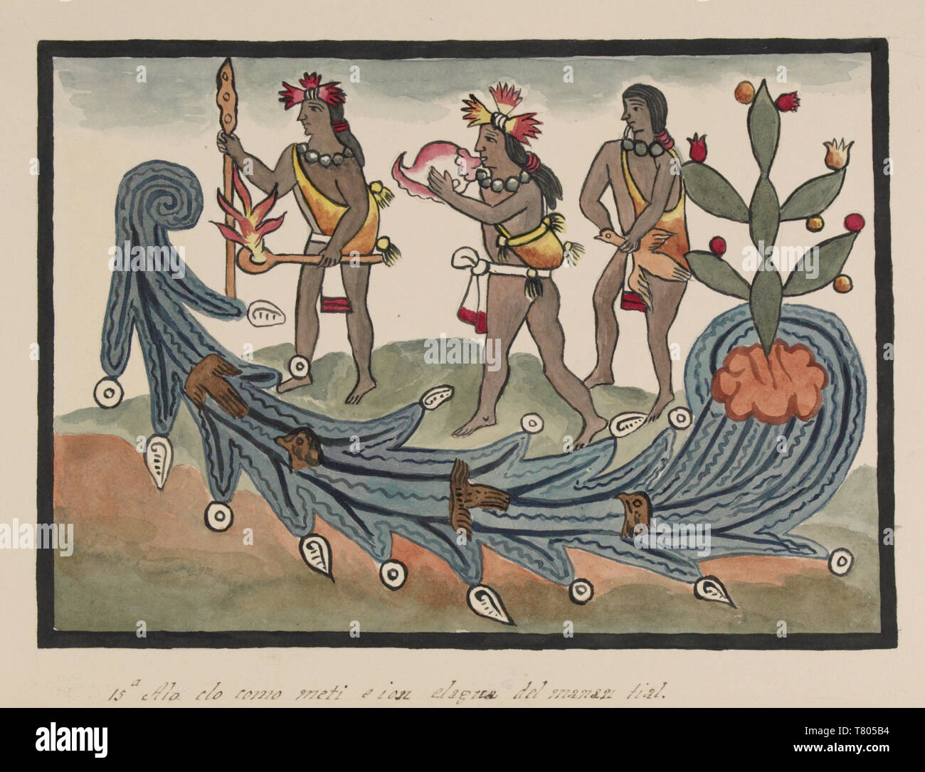Tovar Codex, azteca offerta rituale contro la siccità Foto Stock
