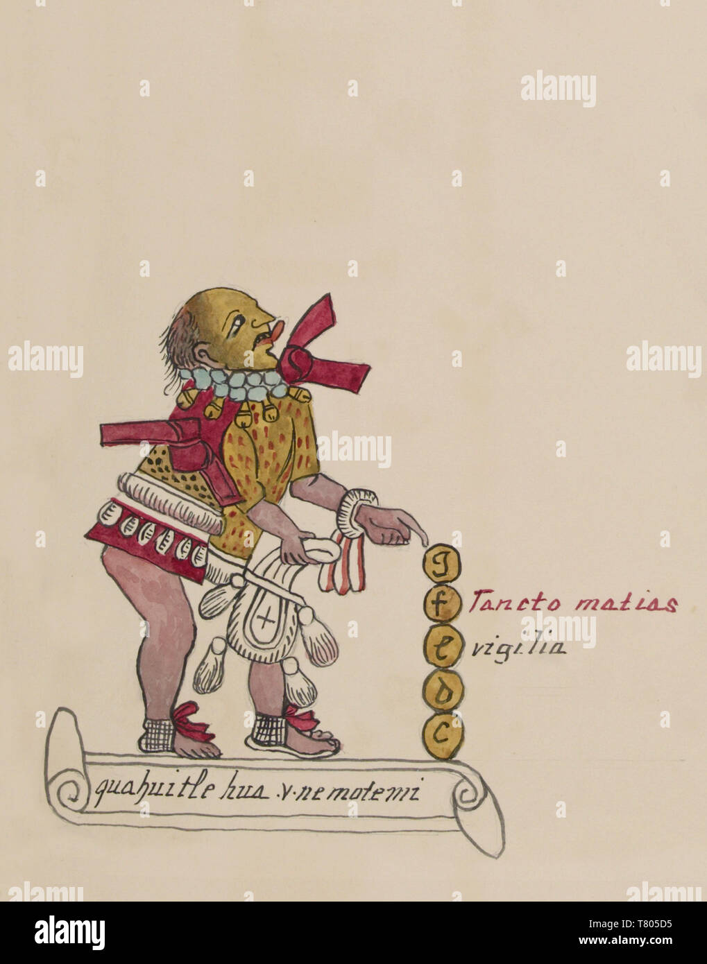 Tovar Codex, Nemontemi, sfortunato giorni di calendario Azteco Foto Stock