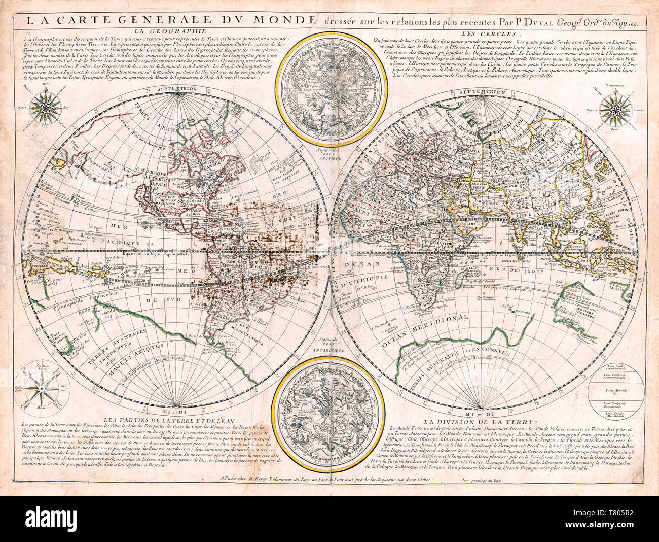 Nicolas Berey, mappa del mondo, 1661 Foto Stock