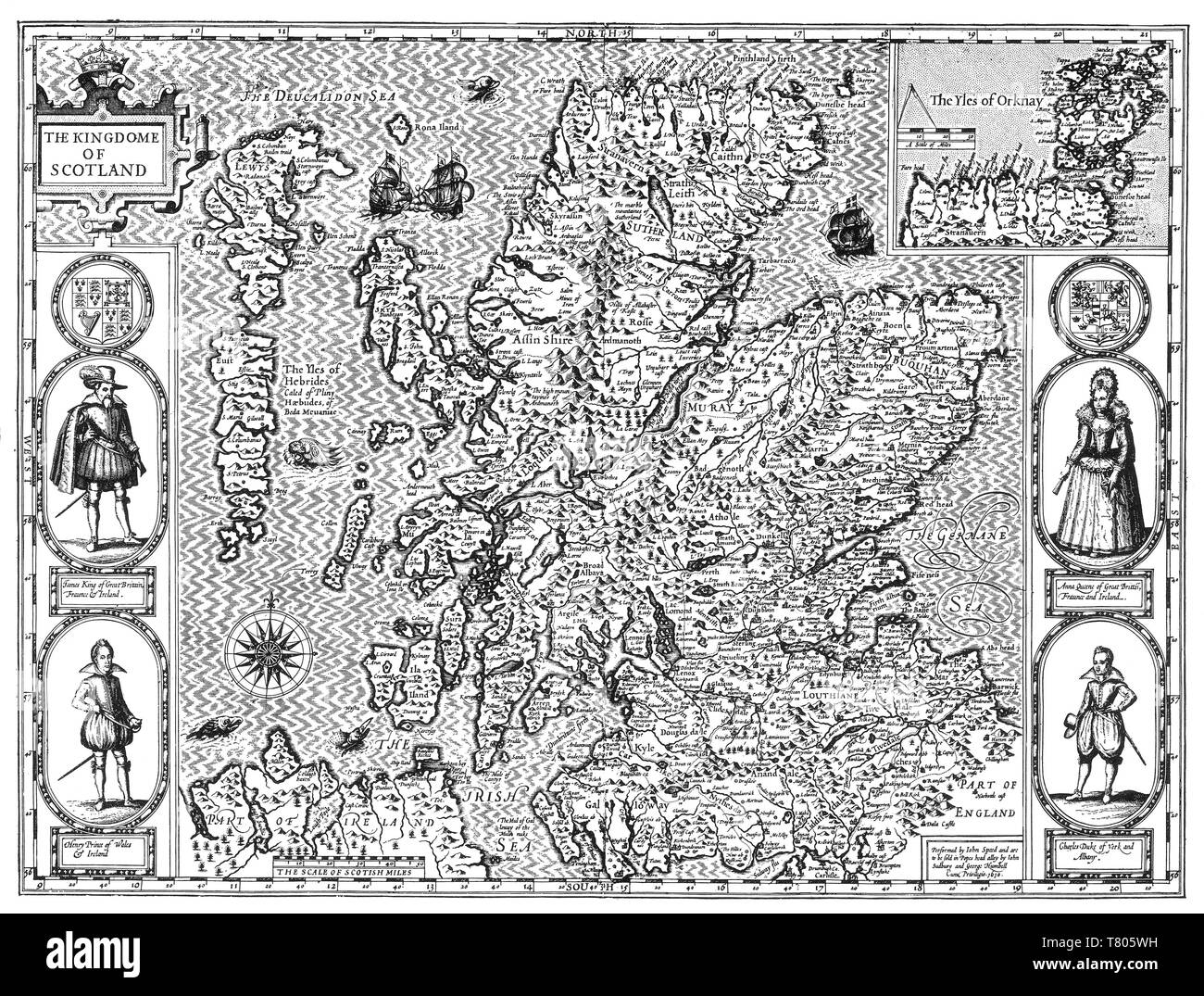 John velocità, Scozia Mappa, 1611 Foto Stock