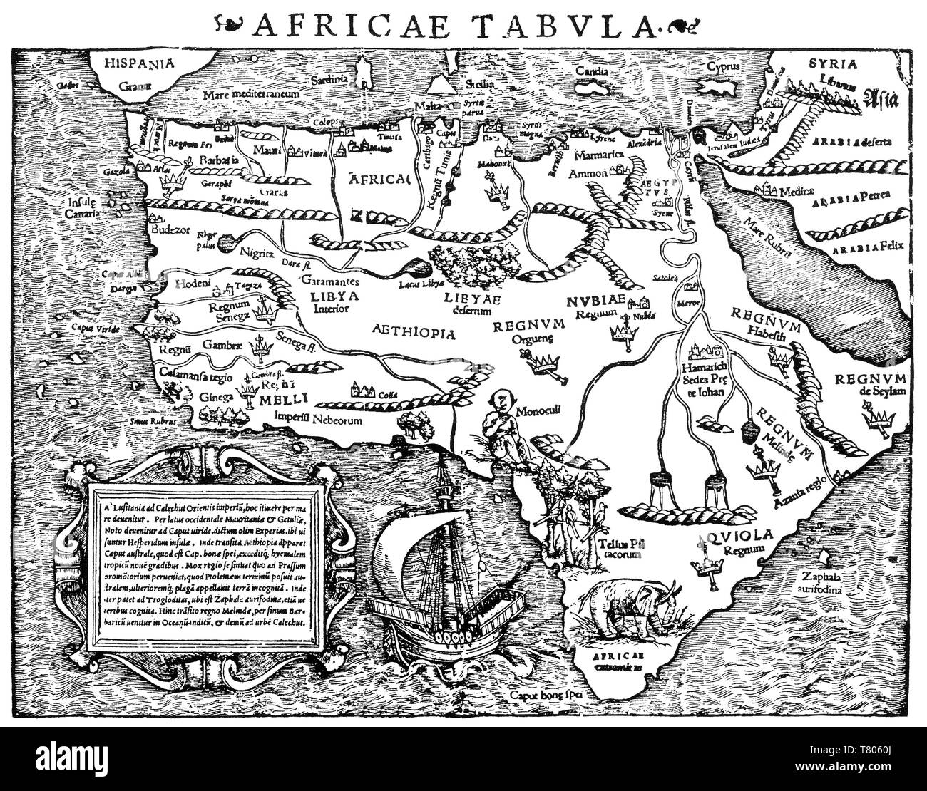 Sebastian MÃ¼nster, Africa Mappa, 1550 Foto Stock