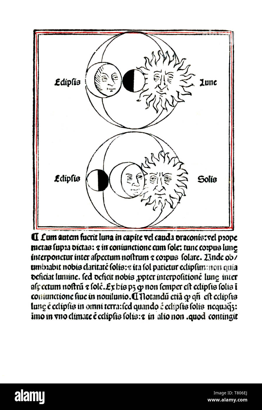 Johannes de Sacrobosco, solari e lunari Eclissi, XIII secolo Foto Stock
