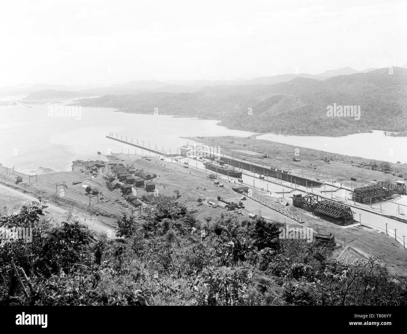 Pedro Miguel serratura, Panama Canal, c. 1915 Foto Stock