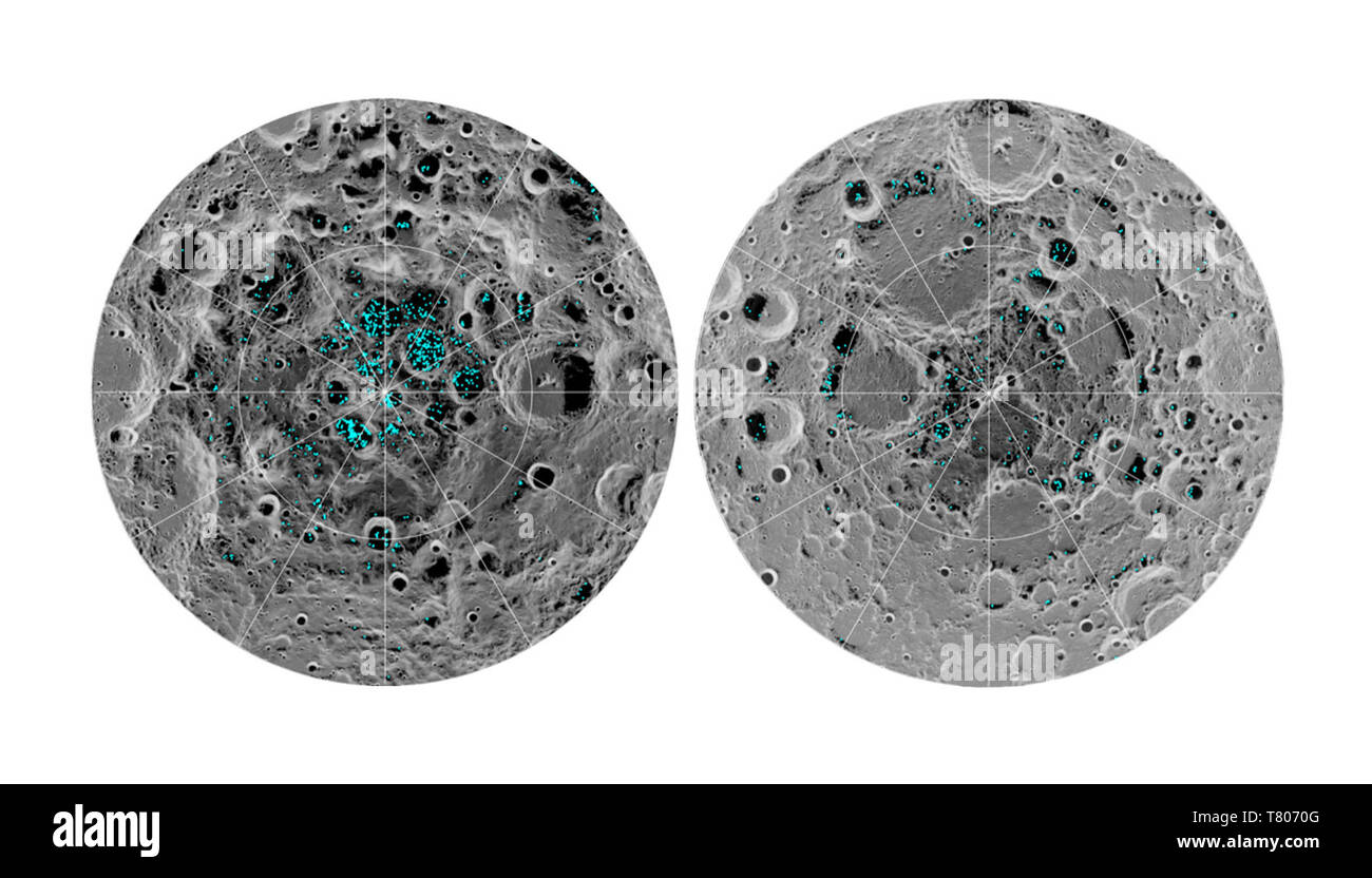 Il ghiaccio sulla superficie della luna Foto Stock