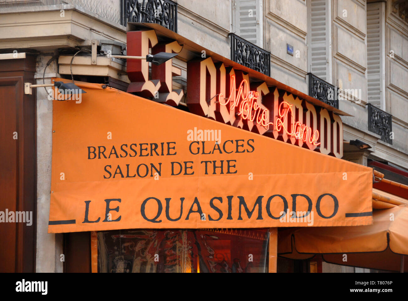 Le Quasimodo ristorante, Parigi, Francia, vicino alla cattedrale di Notre Dame Foto Stock