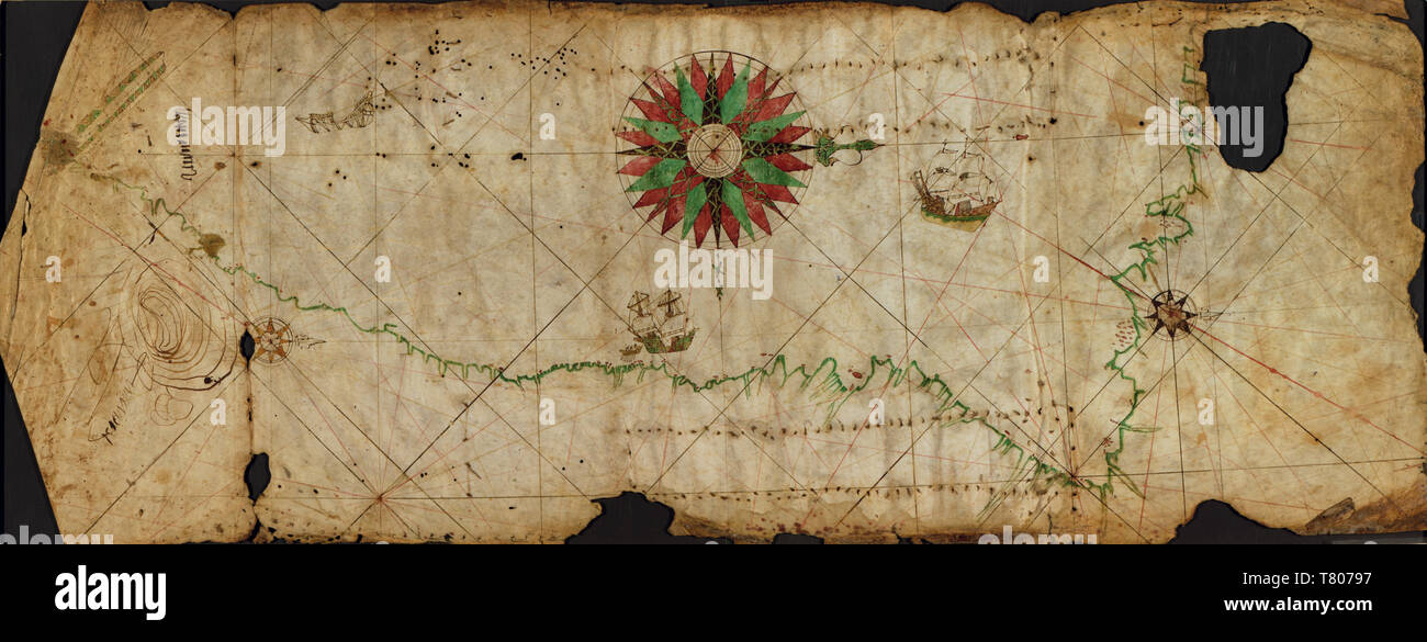 Portolan Chart, Pacific Coast, 1500 Foto Stock