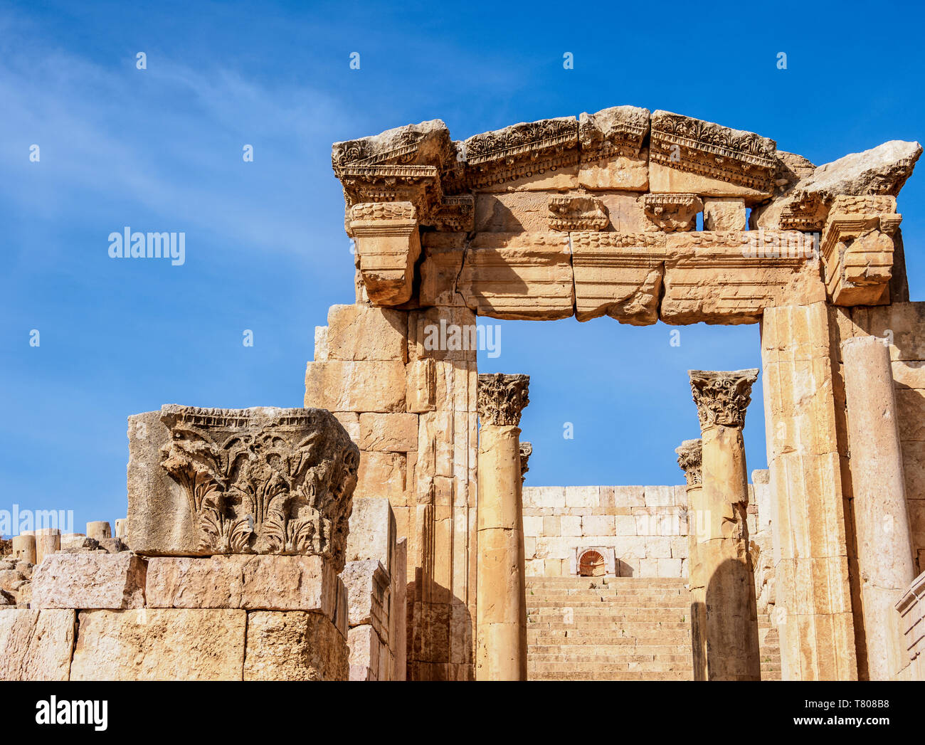 Rovine di Jerash Jerash, Governatorato, Giordania, Medio Oriente Foto Stock