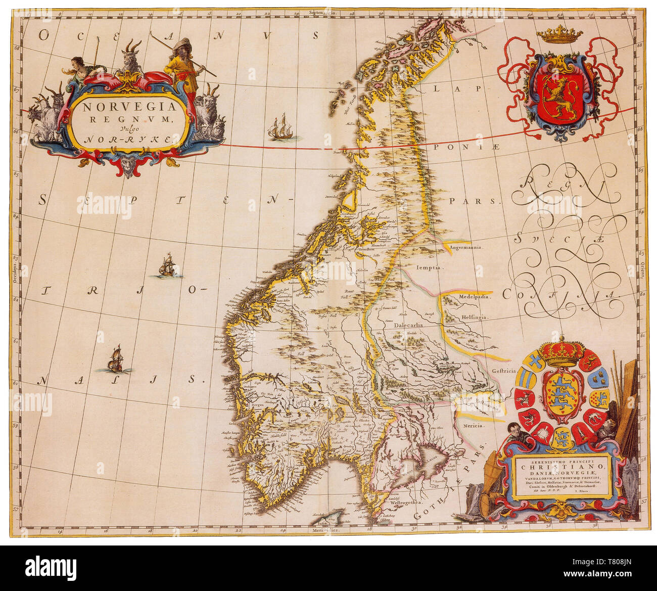 Joan Blaeu, Norvegia Mappa del XVII secolo Foto Stock
