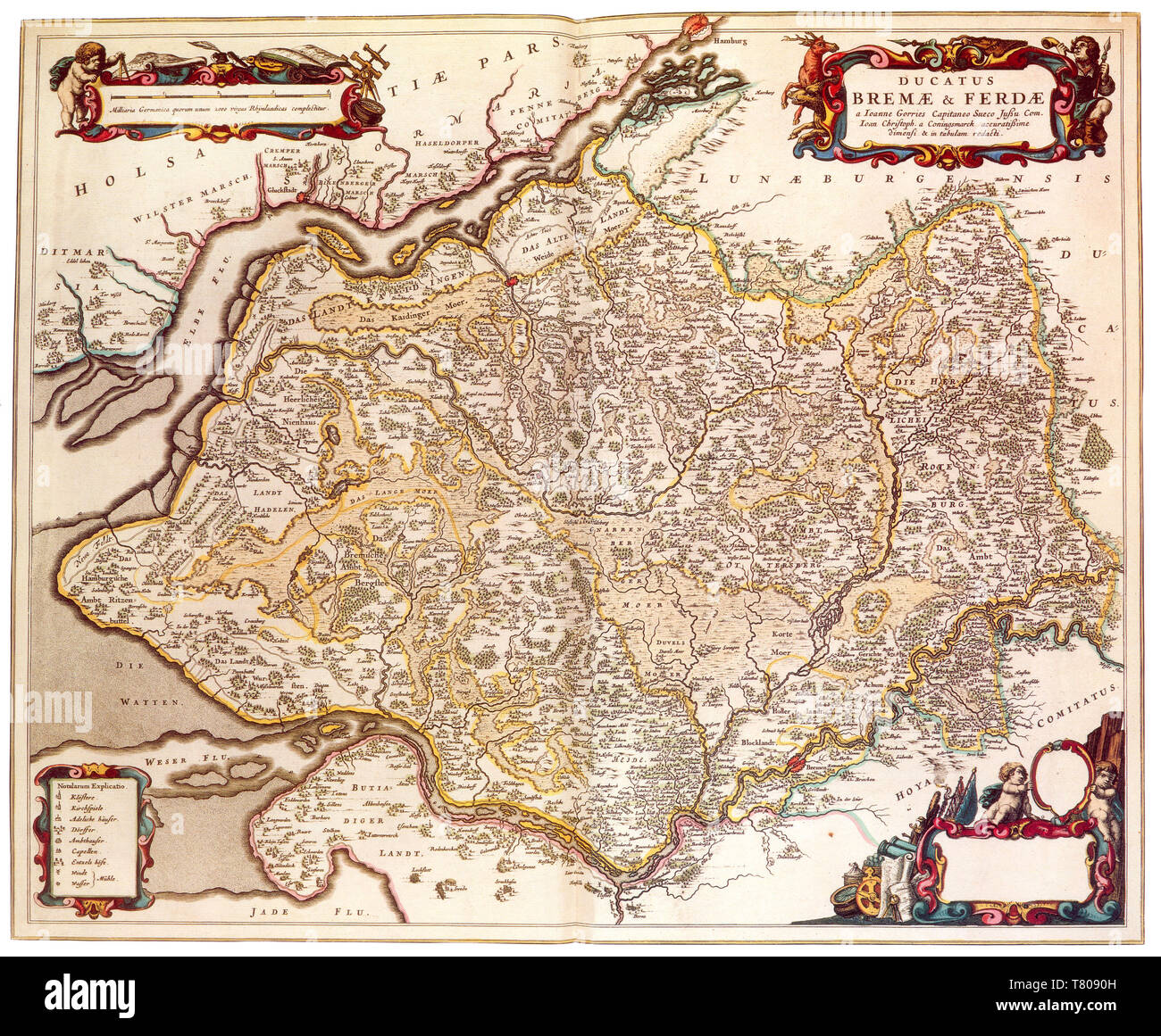 Joan Blaeu, Ducati di Bremen-Verden Mappa del XVII secolo Foto Stock