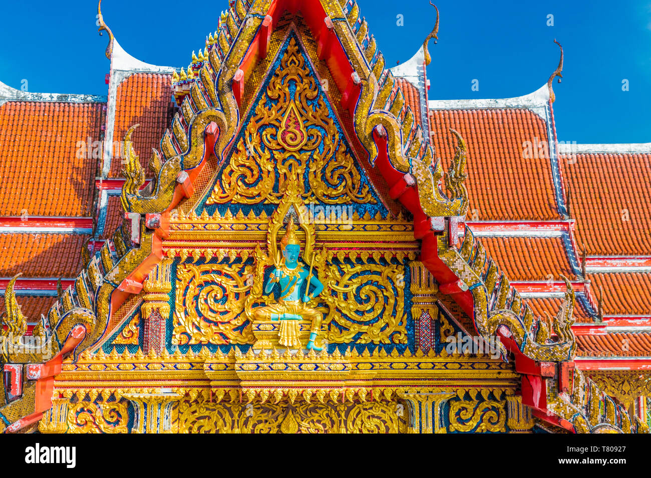 Bellissimi dettagli su Wat Chalong tempio in Phuket, Thailandia, Sud-est asiatico, in Asia Foto Stock
