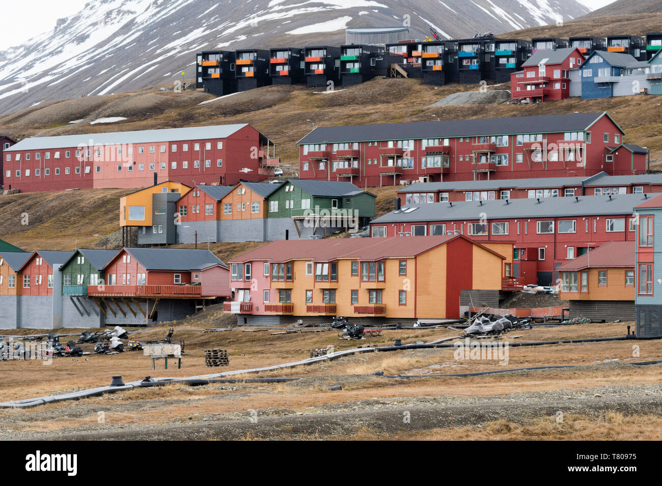 Longyearbyen, Spitsbergen, isole Svalbard, Artico, Norvegia, Europa Foto Stock