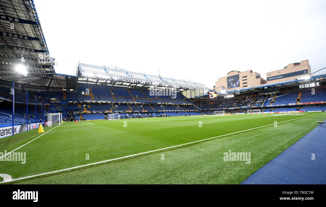 Londra, Regno Unito. 09 Maggio, 2019. Calcio: Europa League, knockout round, semi-finale, ritorno partita FC Chelsea - Eintracht Frankfurt a Stadio Stamford Bridge. Una vista nello stadio. Credito: Arne Dedert/dpa/Alamy Live News Foto Stock