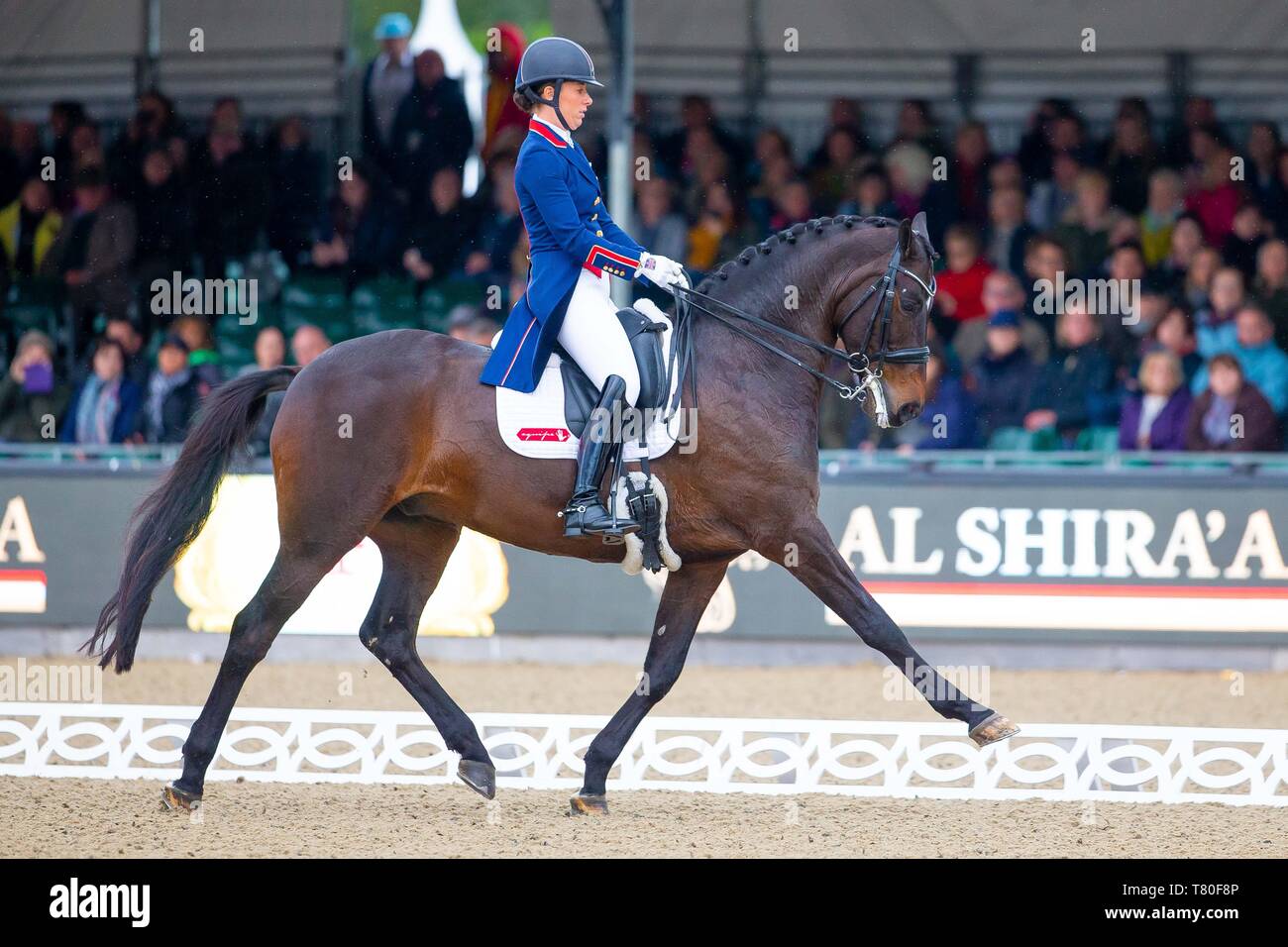 Windsor, Berkshire, Regno Unito. 09 Maggio, 2019. Vincitore. Charlotte Dujardin in sella Erlentanz. GBR. L'Al Shira"aa Grand Prix. CDI4*. Dressage. Royal Windsor Horse Show. Windsor. Berkshire. Regno Unito. GBR. 09/05/2019. Credito: Sport In immagini/Alamy Live News Foto Stock