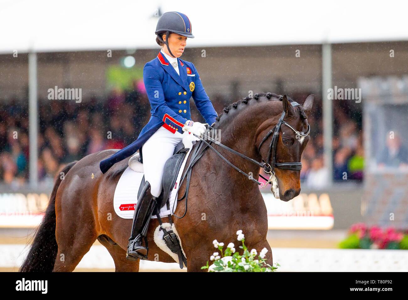 Windsor, Berkshire, Regno Unito. 09 Maggio, 2019. Vincitore. Charlotte Dujardin in sella Erlentanz. GBR. L'Al Shira"aa Grand Prix. CDI4*. Dressage. Royal Windsor Horse Show. Windsor. Berkshire. Regno Unito. GBR. 09/05/2019. Credito: Sport In immagini/Alamy Live News Foto Stock