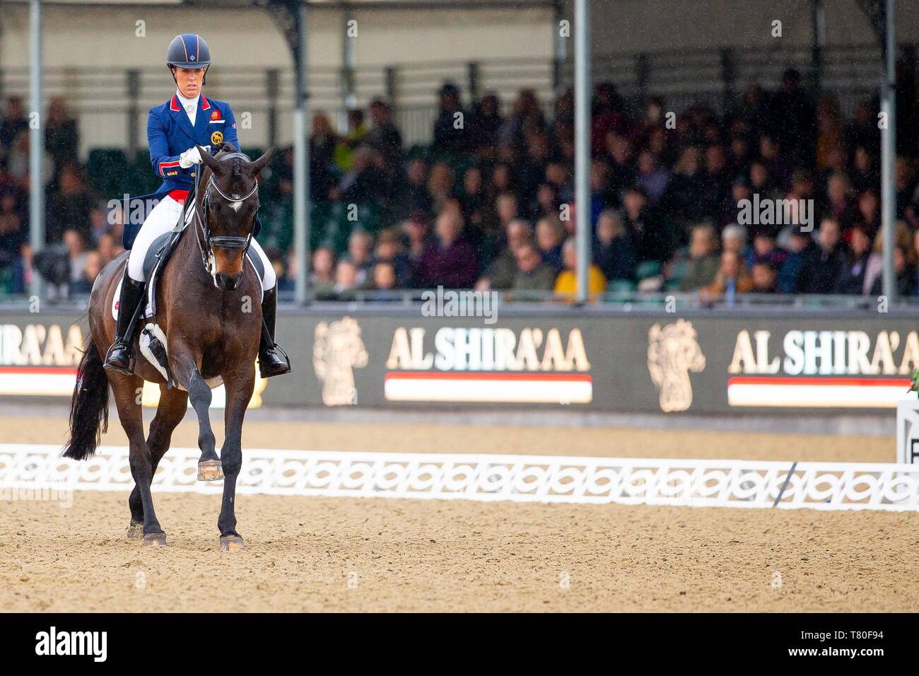 Windsor, Berkshire, Regno Unito. 09 Maggio, 2019. Vincitore. Charlotte Dujardin in sella Erlentanz. GBR. L'Al Shira"aa Grand Prix. CDI4*. Dressage. Royal Windsor Horse Show. Windsor. Berkshire. Regno Unito. GBR. 09/05/2019. Credito: Sport In immagini/Alamy Live News Foto Stock