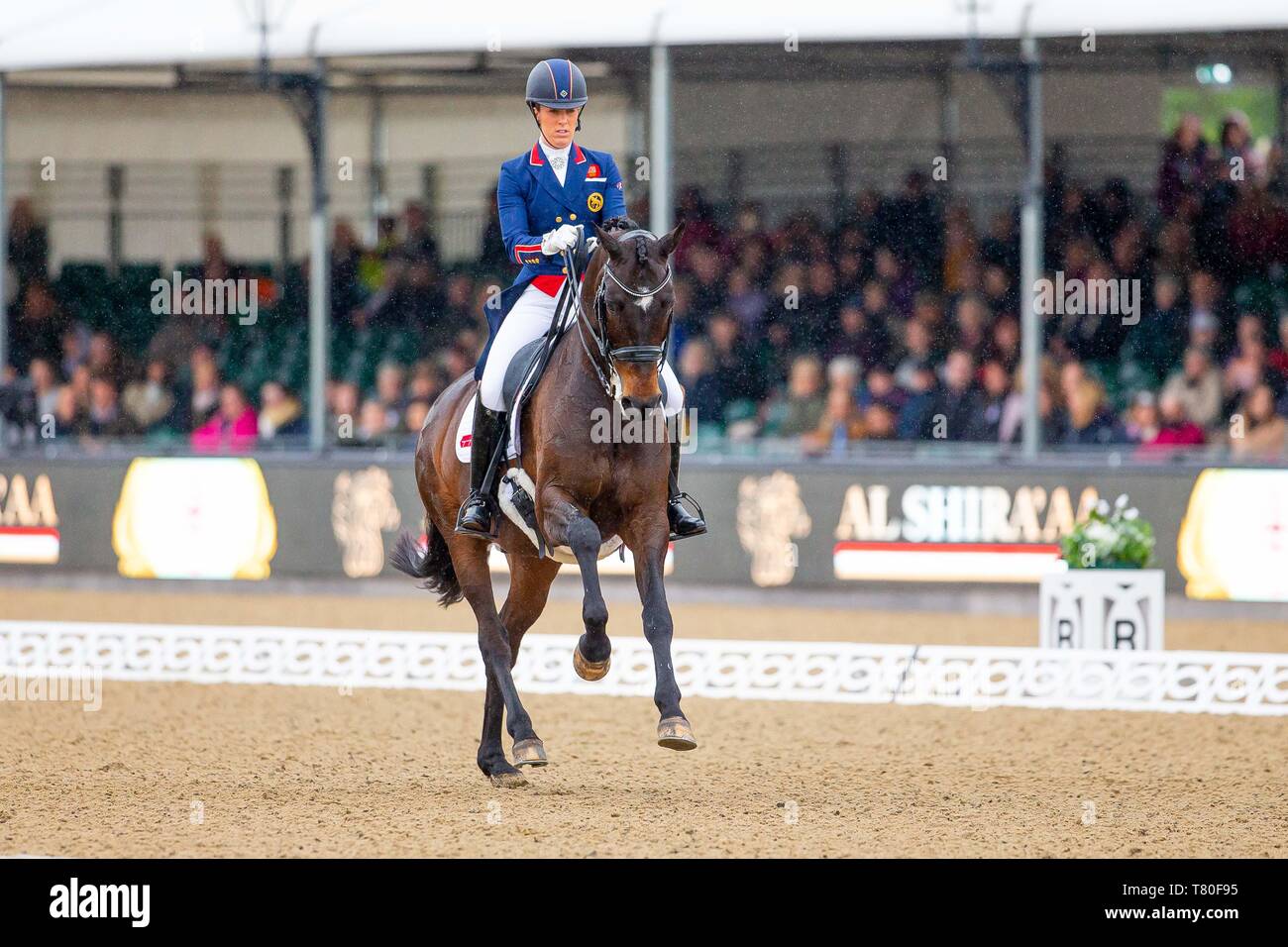 Windsor, Berkshire, Regno Unito. 09 Maggio, 2019. Vincitore. Charlotte Dujardin in sella Erlentanz. GBR. L'Al Shira"aa Grand Prix. CDI4*. Dressage. Royal Windsor Horse Show. Windsor. Berkshire. Regno Unito. GBR. 09/05/2019. Credito: Sport In immagini/Alamy Live News Foto Stock