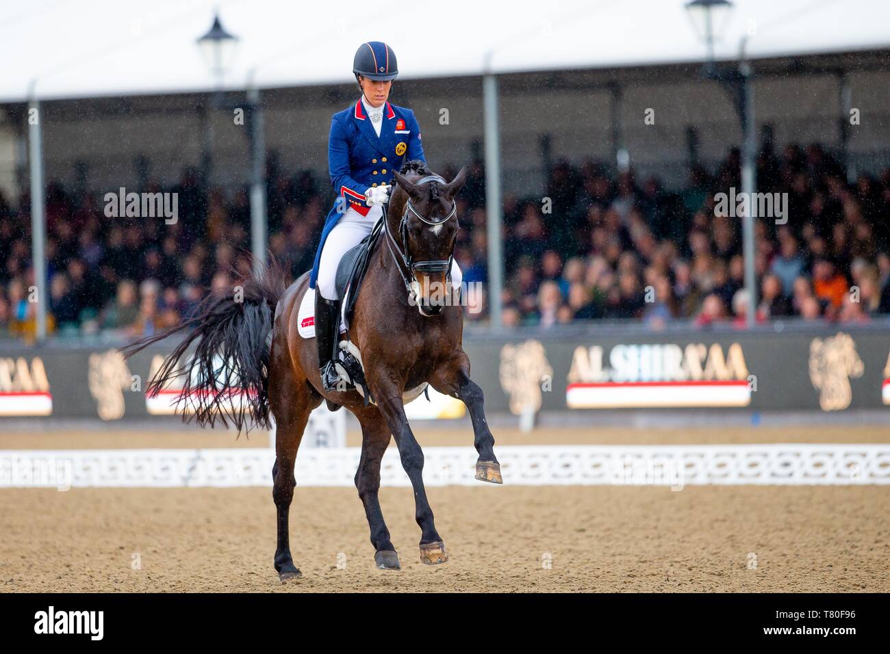 Windsor, Berkshire, Regno Unito. 09 Maggio, 2019. Vincitore. Charlotte Dujardin in sella Erlentanz. GBR. L'Al Shira"aa Grand Prix. CDI4*. Dressage. Royal Windsor Horse Show. Windsor. Berkshire. Regno Unito. GBR. 09/05/2019. Credito: Sport In immagini/Alamy Live News Foto Stock
