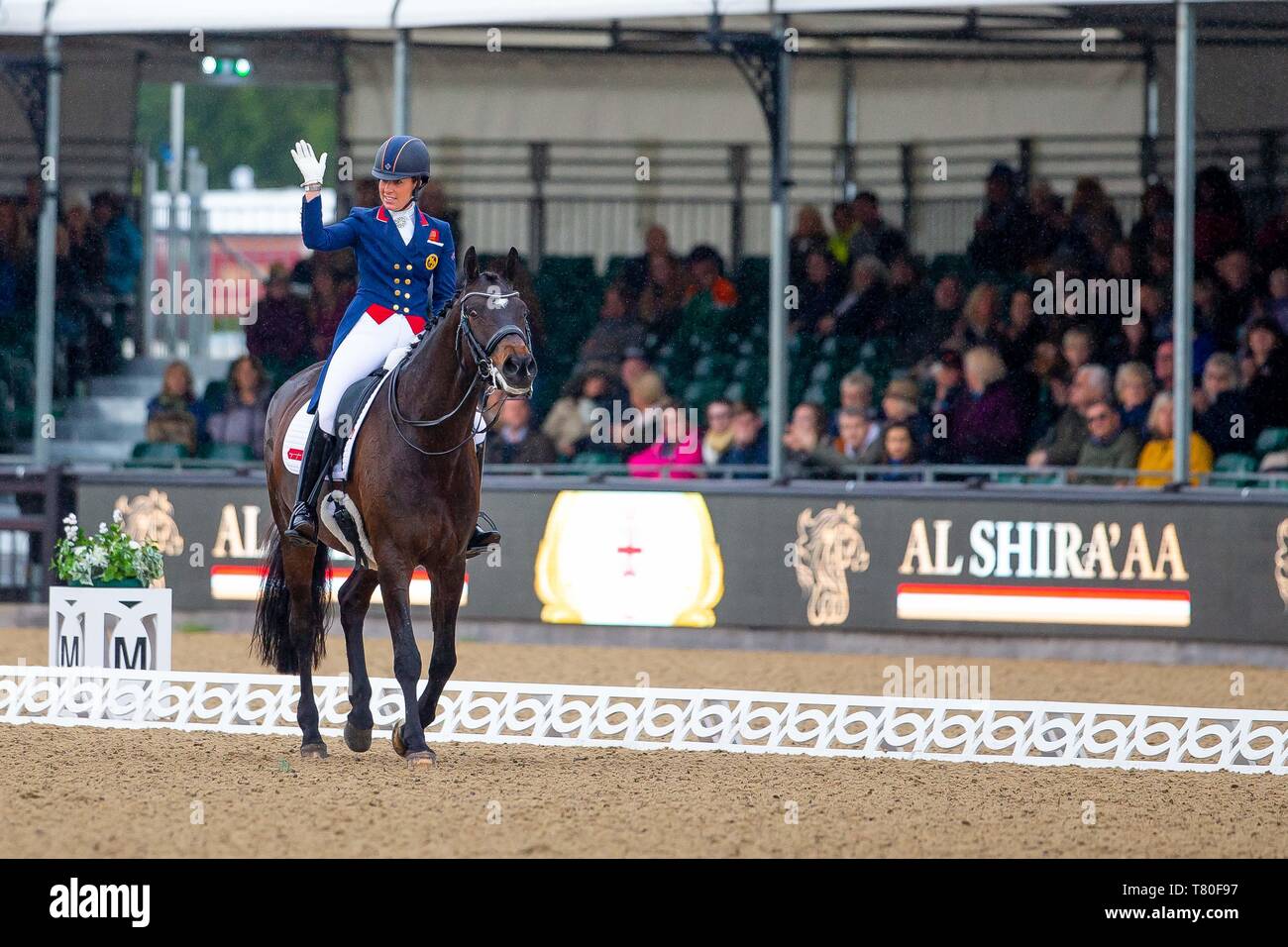 Windsor, Berkshire, Regno Unito. 09 Maggio, 2019. Vincitore. Charlotte Dujardin in sella Erlentanz. GBR. L'Al Shira"aa Grand Prix. CDI4*. Dressage. Royal Windsor Horse Show. Windsor. Berkshire. Regno Unito. GBR. 09/05/2019. Credito: Sport In immagini/Alamy Live News Foto Stock