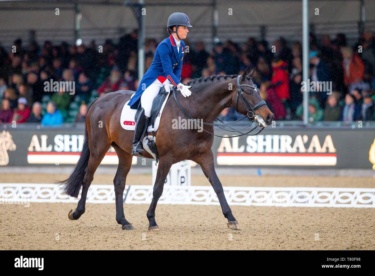 Windsor, Berkshire, Regno Unito. 09 Maggio, 2019. Vincitore. Charlotte Dujardin in sella Erlentanz. GBR. L'Al Shira"aa Grand Prix. CDI4*. Dressage. Royal Windsor Horse Show. Windsor. Berkshire. Regno Unito. GBR. 09/05/2019. Credito: Sport In immagini/Alamy Live News Foto Stock