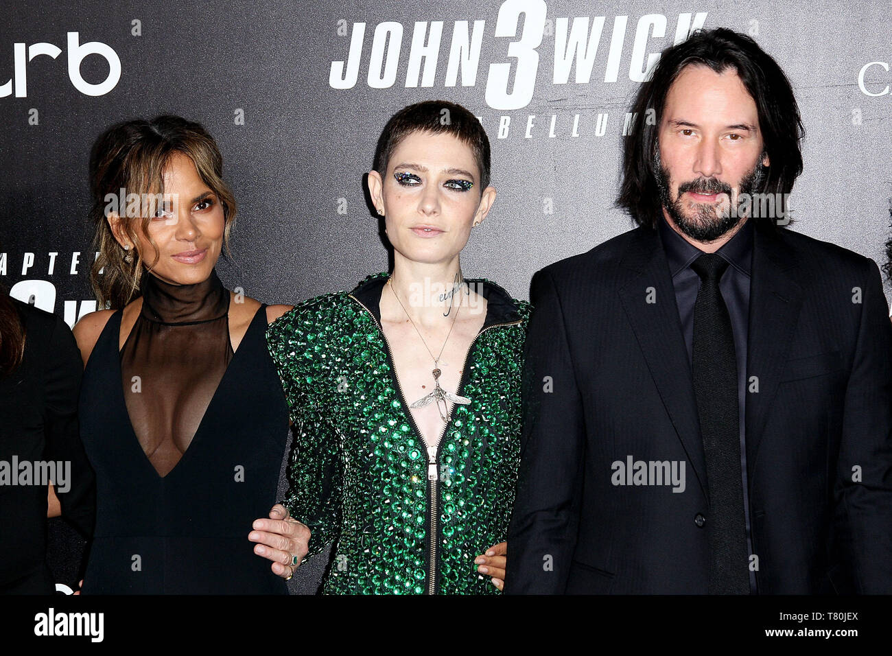 Brooklyn, Stati Uniti d'America. Il 9 maggio, 2019. Keanu Reeves, Asia Kate Dillon, Halle Berry presso la John stoppino: Capitolo 3 - PARABELLUM Premiere mondiale a 1 Hanson posto. Credito: Steve Mack/Alamy Live News Foto Stock