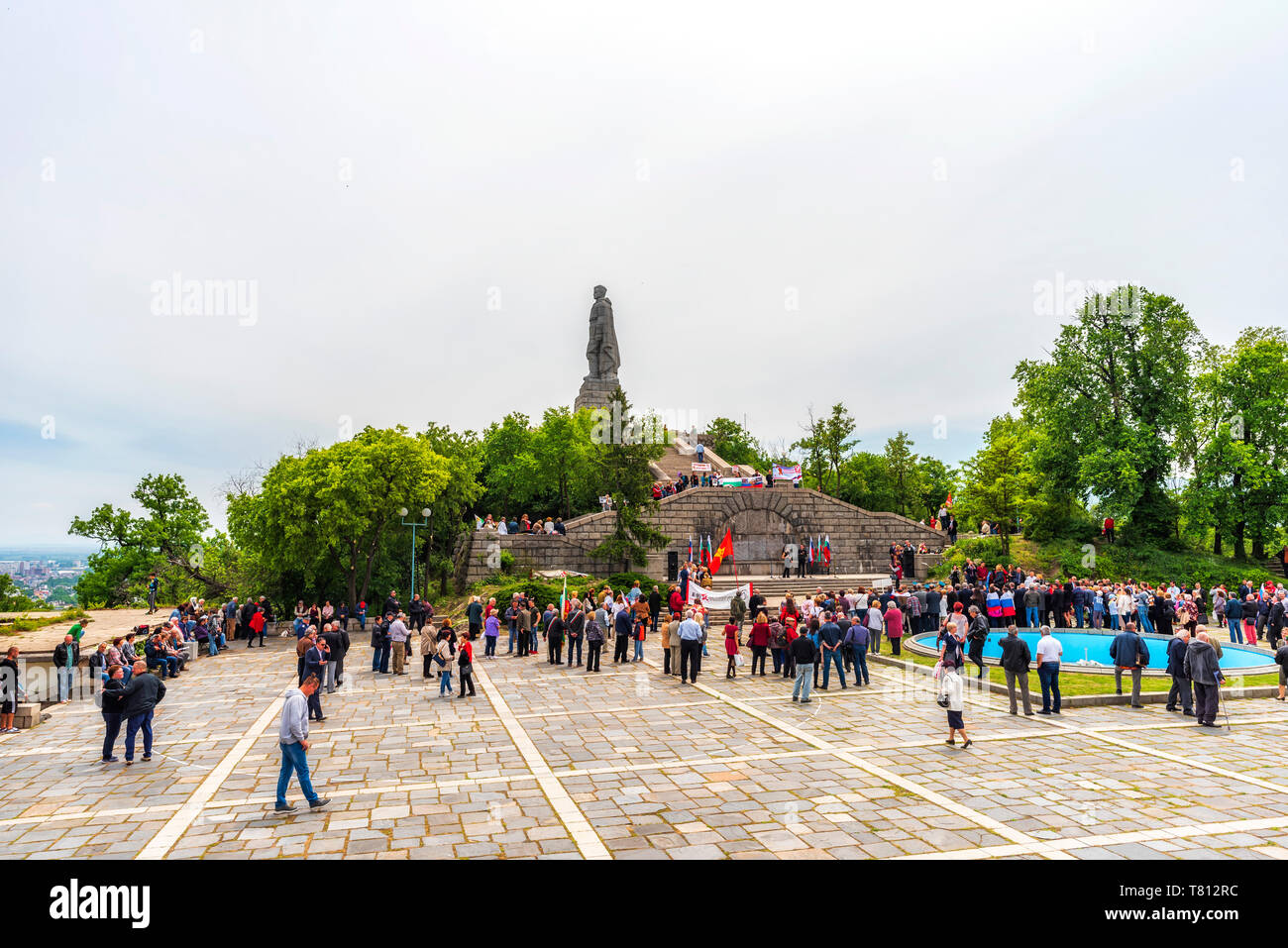 Plovdiv, Bulgaria - 9 Maggio 2019: Il Monumento del soldato sovietico Aliosha sulla sommità del simbolico collina di Plovdiv Bunardjik, celebrando la vittoria di t Foto Stock