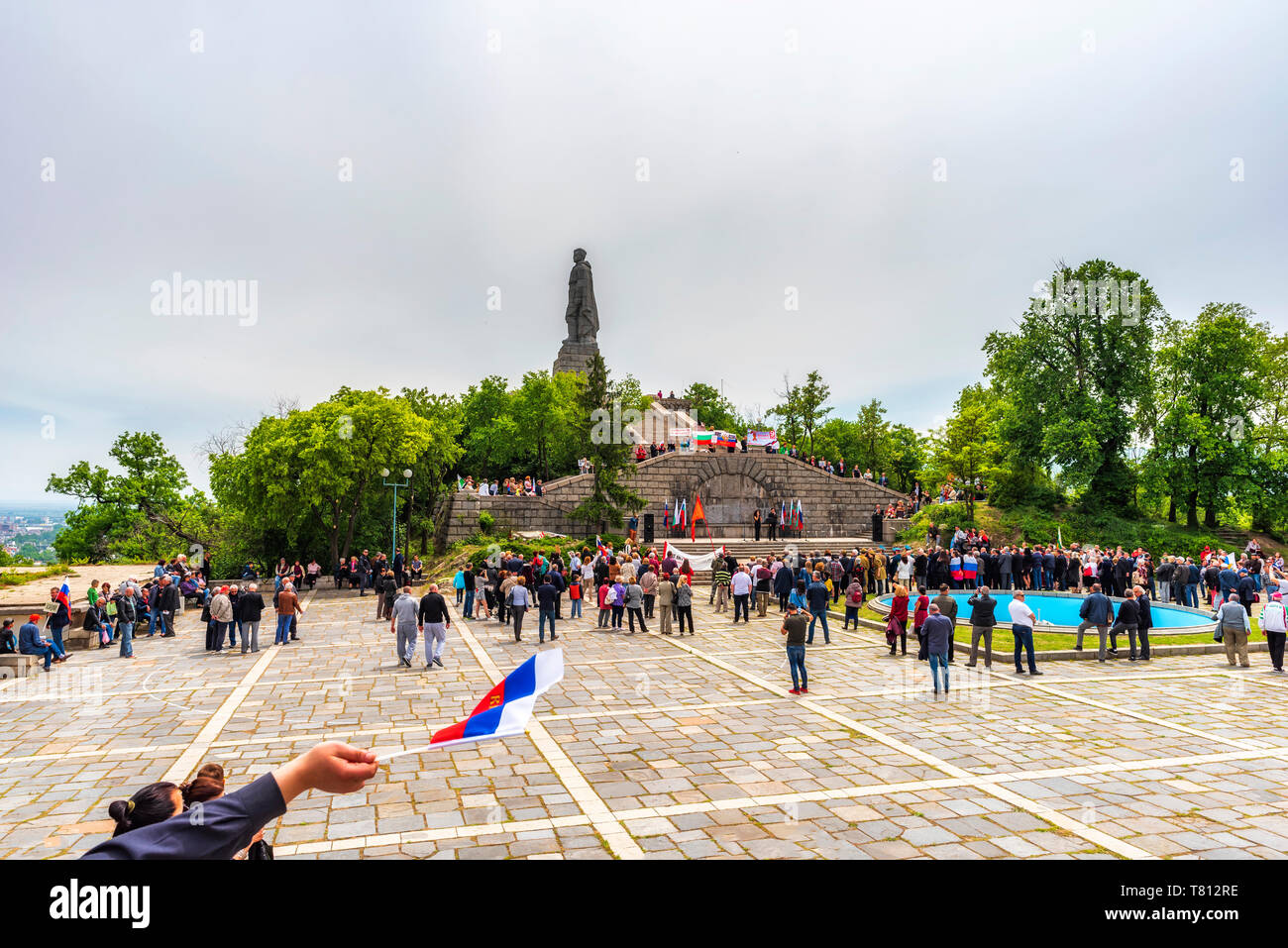 Plovdiv, Bulgaria - 9 Maggio 2019: Il Monumento del soldato sovietico Aliosha sulla sommità del simbolico collina di Plovdiv Bunardjik, celebrando la vittoria di t Foto Stock