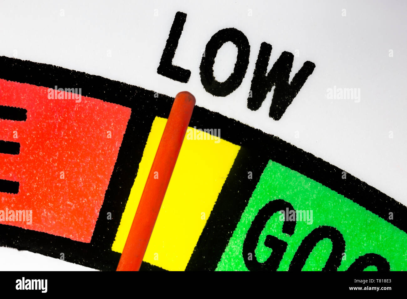 Tester della batteria macro close up dettaglio di ago rivolto verso il basso. Foto Stock