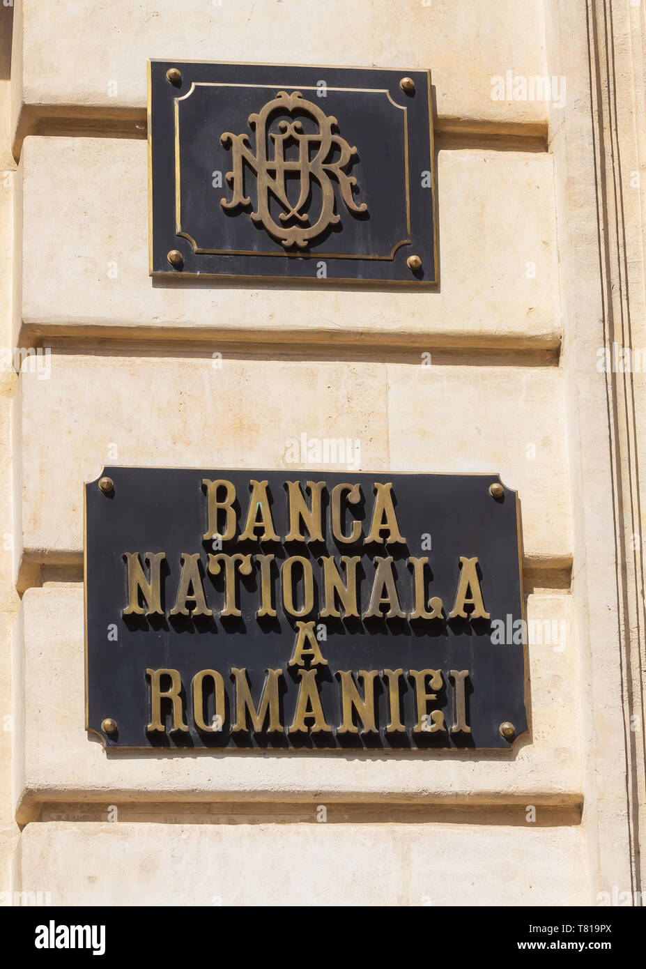 Bucarest, Romania - Maggio 02, 2019: La Banca nazionale di Romania sede, in questa immagine è la vecchia ala della BNR Palace, costruito tra il 1884 un Foto Stock