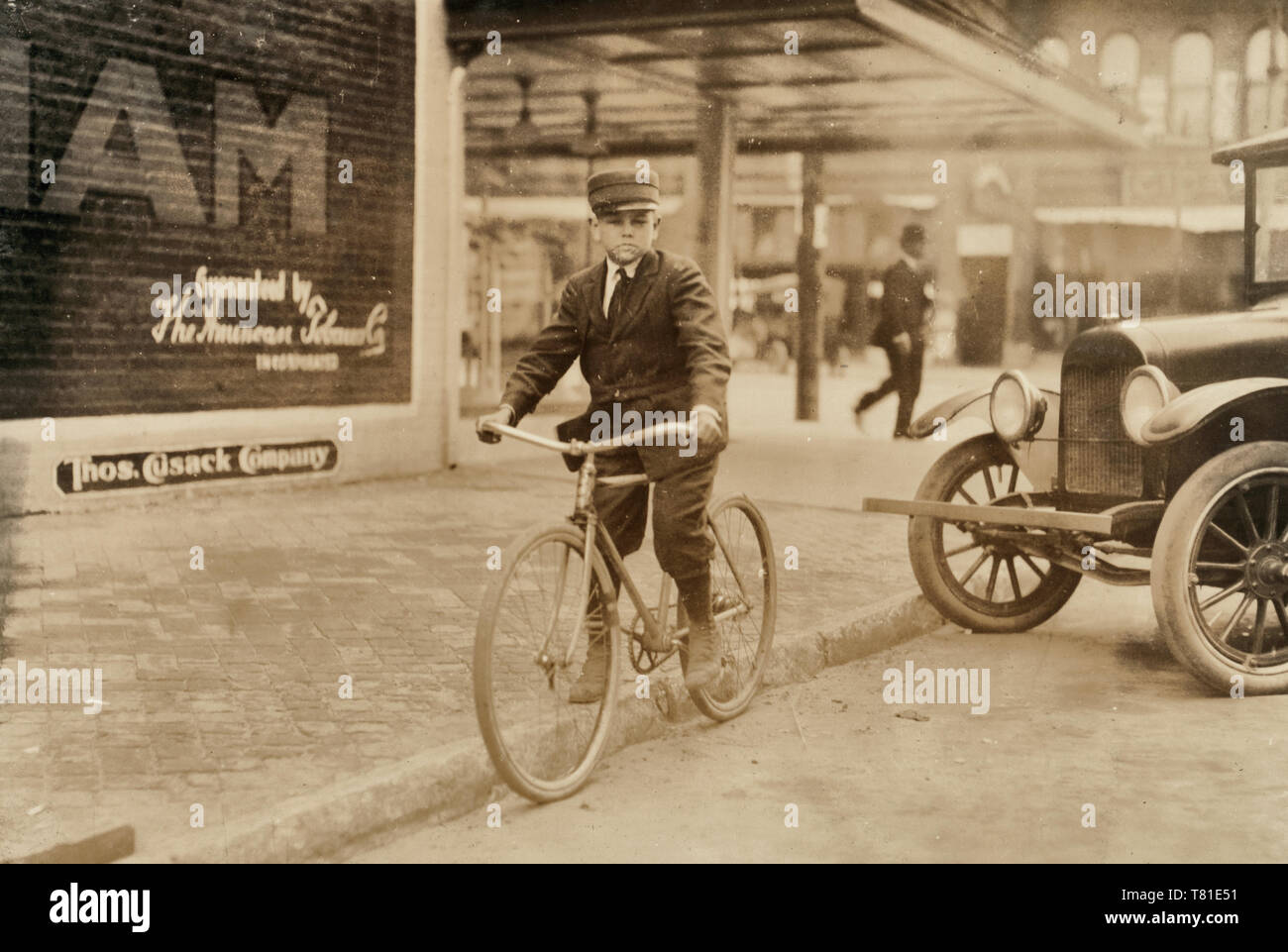 Ben Collins, 515 N. Noce San lavorato costante per Mackay Telegraph Co. per 1 mese. 13 anni. Dice che egli fa $5 a settimana. Posizione: città di Oklahoma, Oklahoma. Marzo 1917 Foto Stock