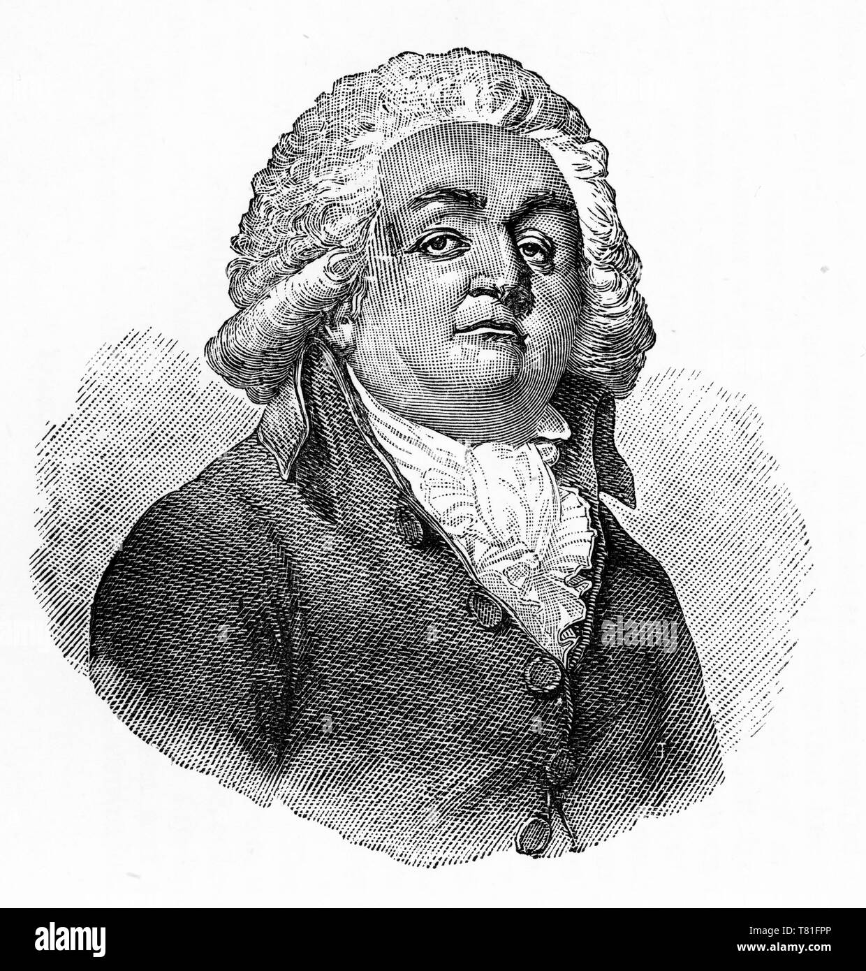 Incisione di HonorÃ© Gabriel Riqueti Conte di Mirabeau (1749 â€" 1791) leader per i primi stadi della Rivoluzione Francese. Foto Stock