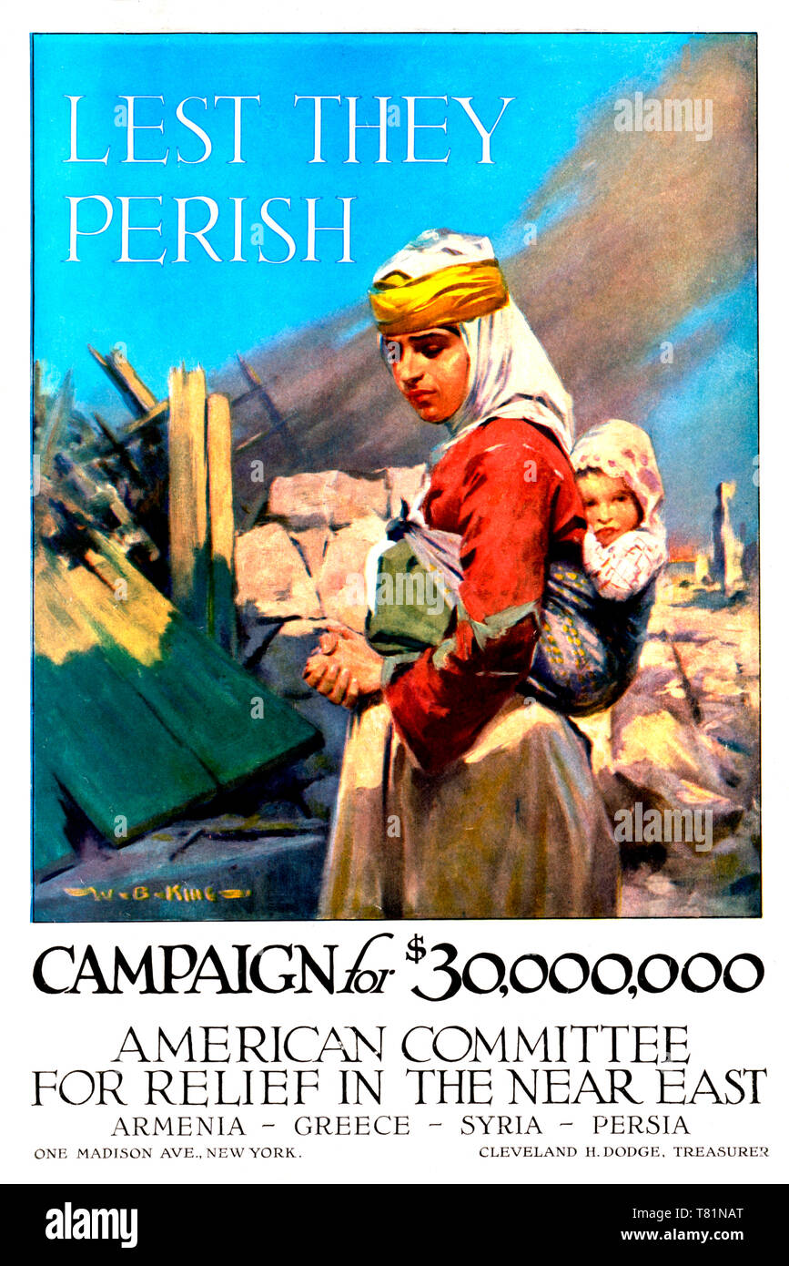 Il genocidio armeno, Rilievo campagna di manifesti, 1917 Foto Stock