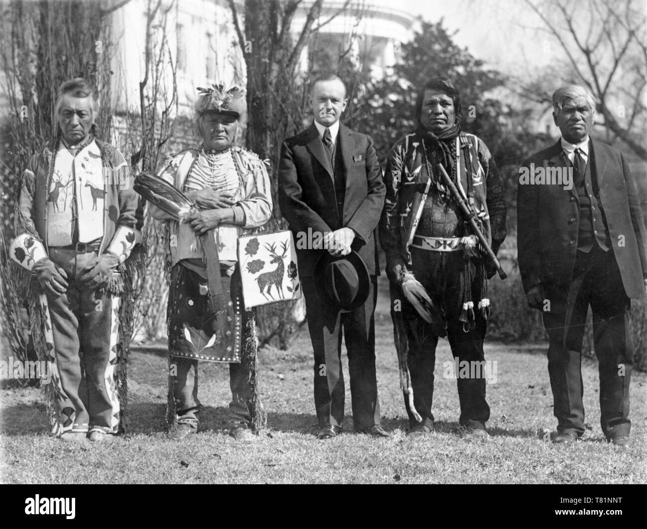 Coolidge con Osage indiani, cittadinanza indiana atto di 1924 Foto Stock