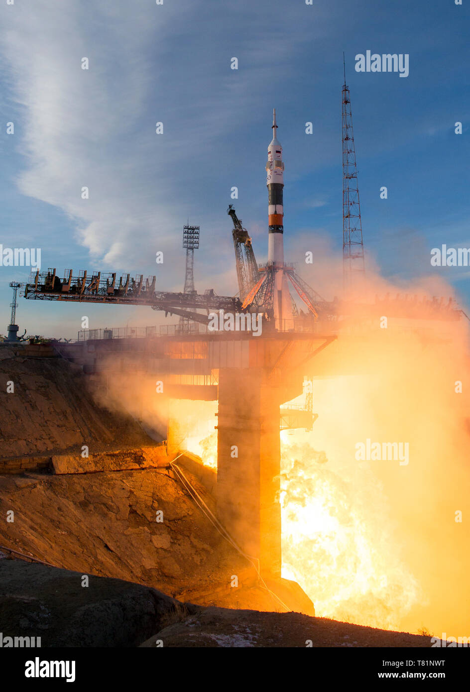 Soyuz MS-11 lancio, Expedition 58 Foto Stock