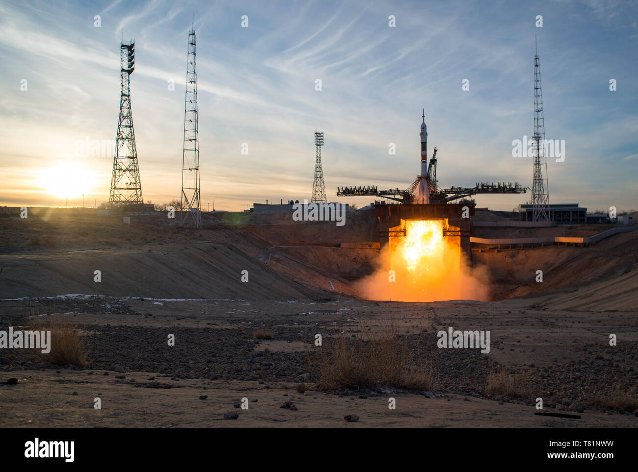 Soyuz MS-11 lancio, Expedition 58 Foto Stock