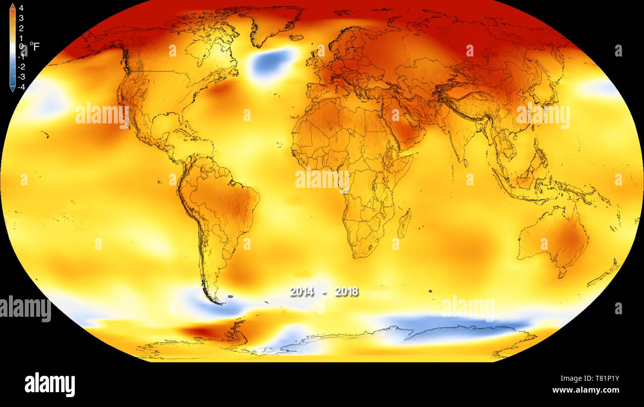 Temperatura globale anomalie 2014 a 2018 Foto Stock
