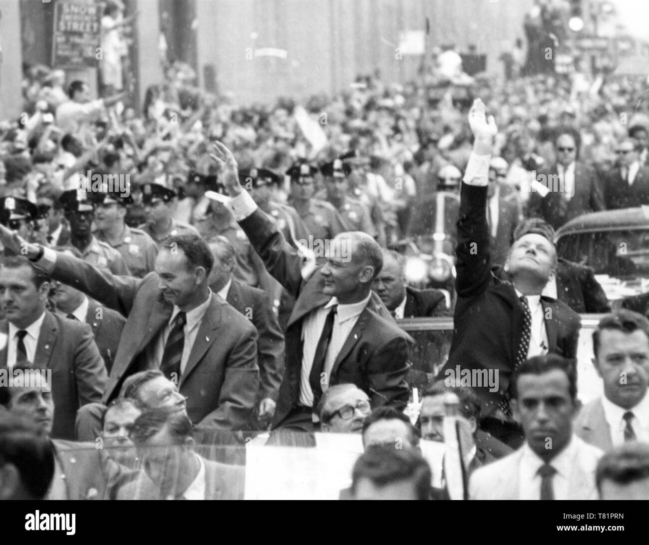 NYC, Ticker tape Parade per Apollo 11 equipaggio, 1969 Foto Stock