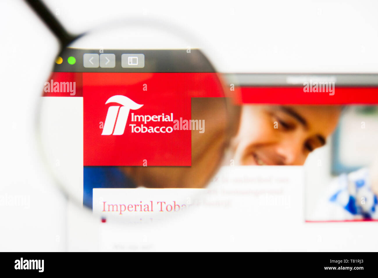 Los Angeles, California, Stati Uniti d'America - 8 Aprile 2019: Editoriale illustrativa di Imperial Tobacco Group homepage del sito. Imperial Tobacco Group logo visibile su Foto Stock