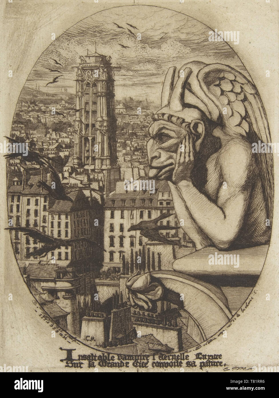 Notre Dame de Paris Gargoyle, 1853 Foto Stock