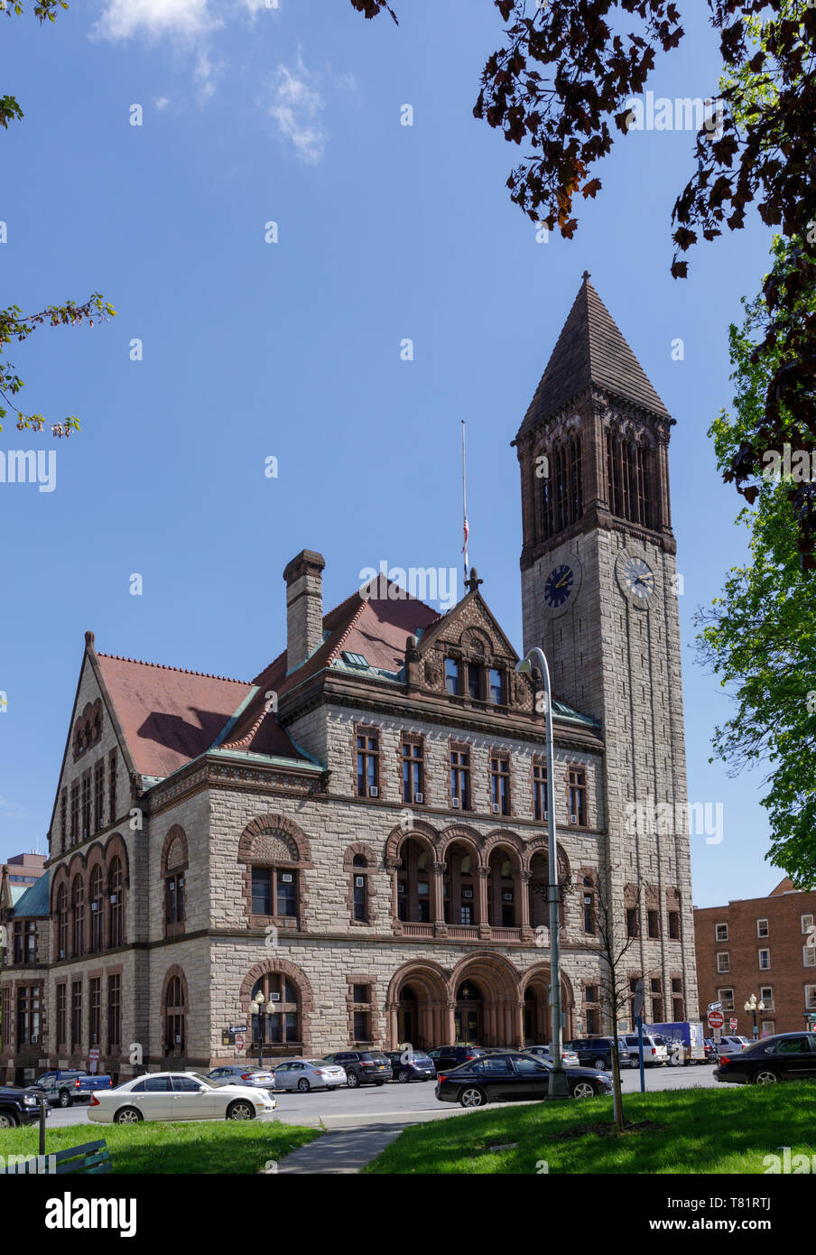 Albany, NY City Hall, 1883, progettato da H. H. Richardson nello stile che è venuto a essere conosciuta come Richardson romanica. Foto Stock