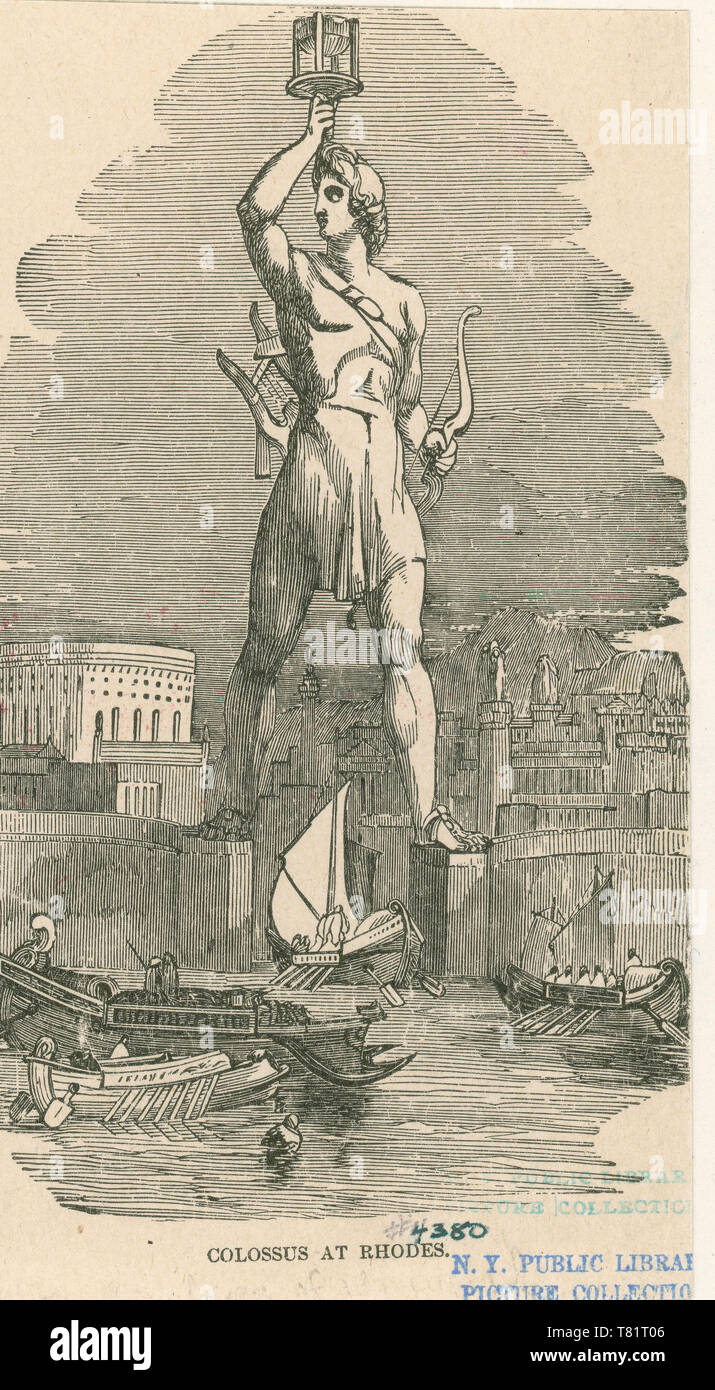 7 meraviglie del mondo, il Colosso di Rodi Foto Stock
