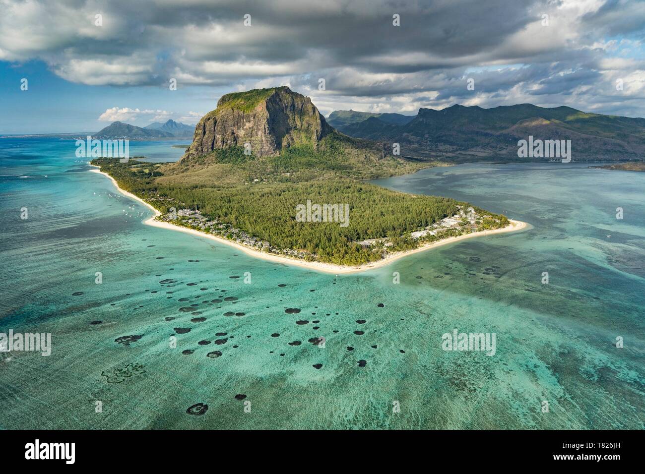 Maurizio fiume nero distretto, Le Morne Brabant, classificato come patrimonio mondiale dall' UNESCO (vista aerea) Foto Stock