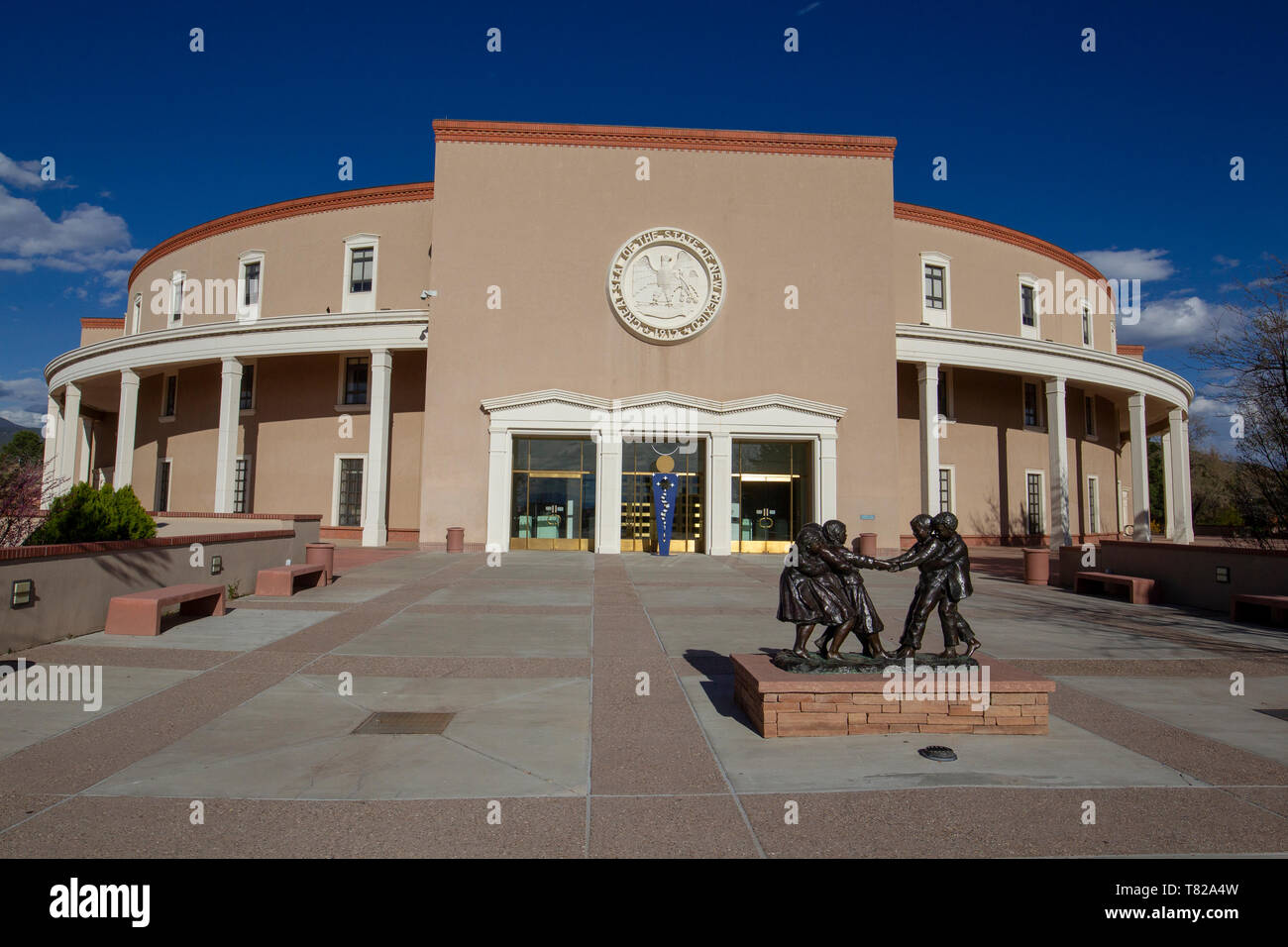 Il Campidoglio dello Stato del New Mexico a Santa Fe, New Mexico è anche noto come il roundhouse.L'unico round state capitol negli Stati Uniti. Foto Stock