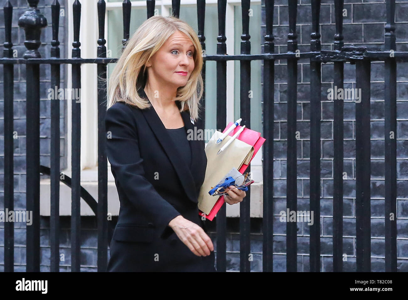 Esther McVey si vede in Downing Street. Esther McVey, Brexiteer e un ex Segretario di Stato per il lavoro e le pensioni annuncia un piano da eseguire per il Tory leadership. Esther McVey, ha rassegnato le dimissioni come il lavoro e le pensioni segretario del novembre scorso in segno di protesta al Primo Ministro britannico per il ritiro di un accordo con l'Unione europea. Foto Stock