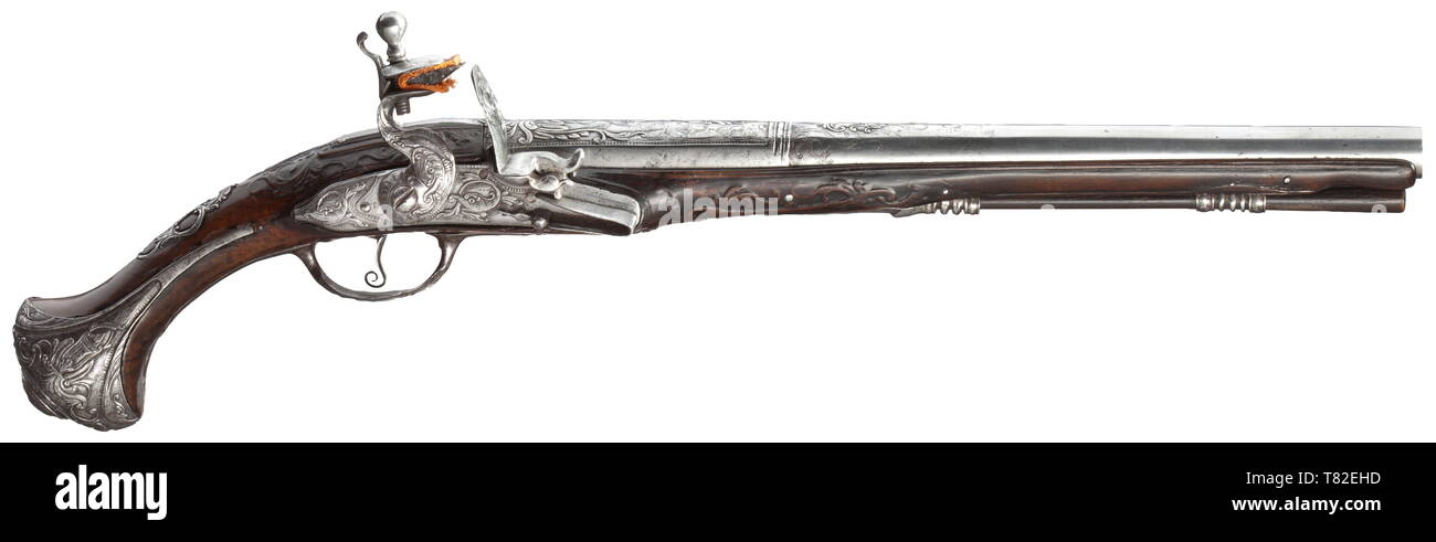 Piccole armi, pistole, flintlock pistola per il Mercato Orientale, calibro 14 mm, XVIII secolo, Additional-Rights-Clearance-Info-Not-Available Foto Stock