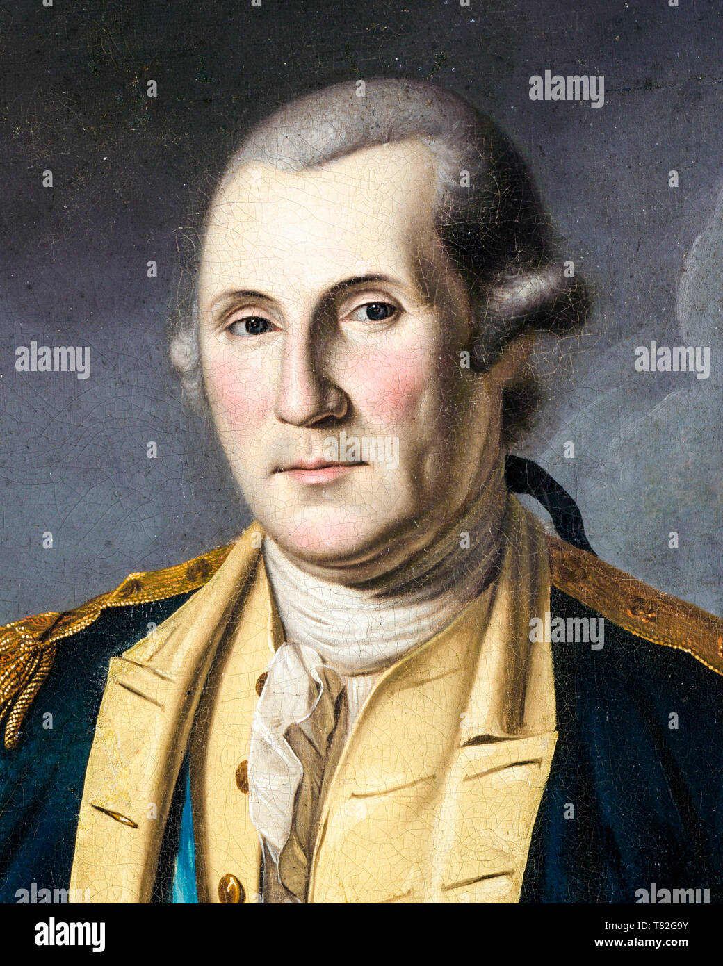 George Washington dopo la battaglia di Princeton, ritratto (dettaglio), Charles Willson Peale, 1779 Foto Stock