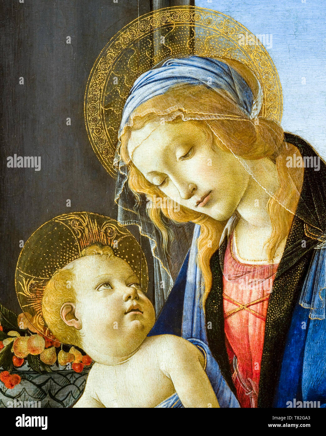 La Vergine col Bambino (la Madonna del Libro) (dettaglio), dipinto di Sandro Botticelli, 1480 Foto Stock
