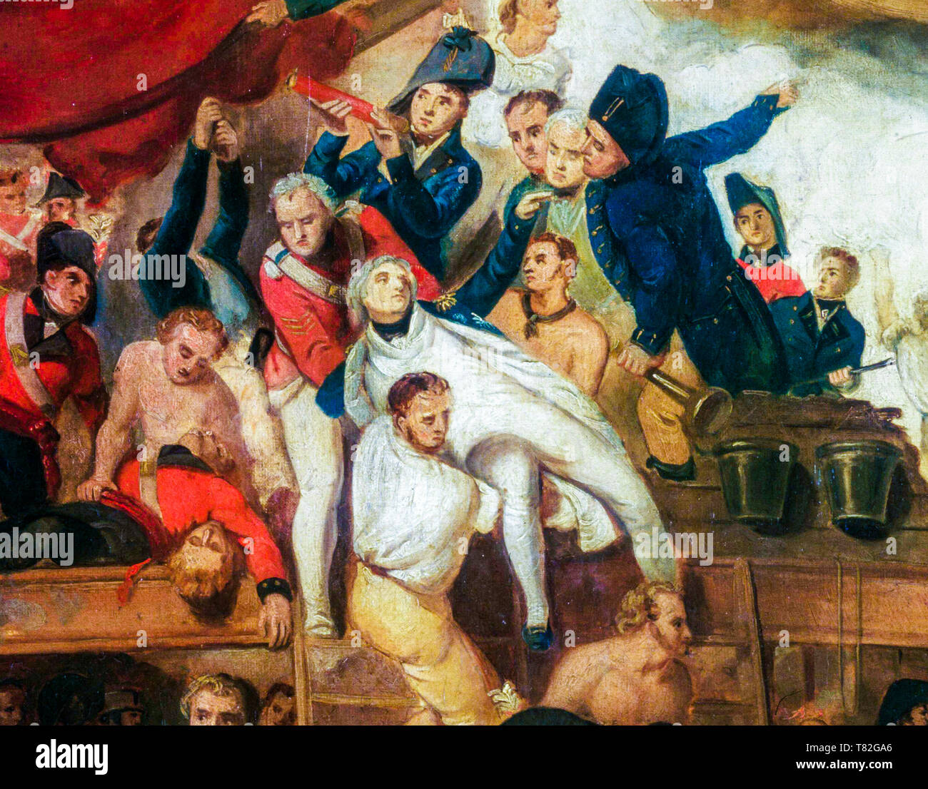 Samuel Drummond, la morte di Nelson nella battaglia di Trafalgar, 21st ottobre 1805 (dettaglio), dipinto in olio su tela, 1806 Foto Stock