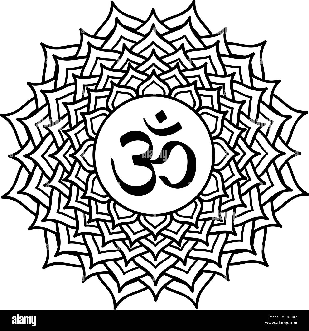 Il chakra sahasrara om crown thousandfold crest bianco trasparente Illustrazione Vettoriale