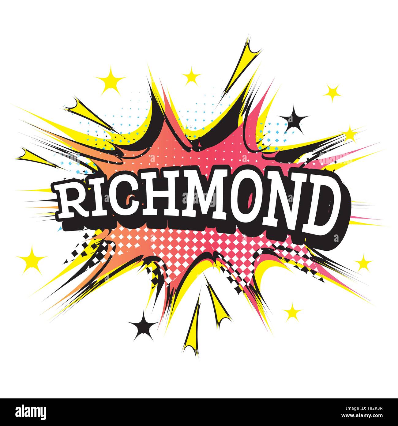 Richmond Comic testo in Pop Art Style. Illustrazione Vettoriale. Illustrazione Vettoriale