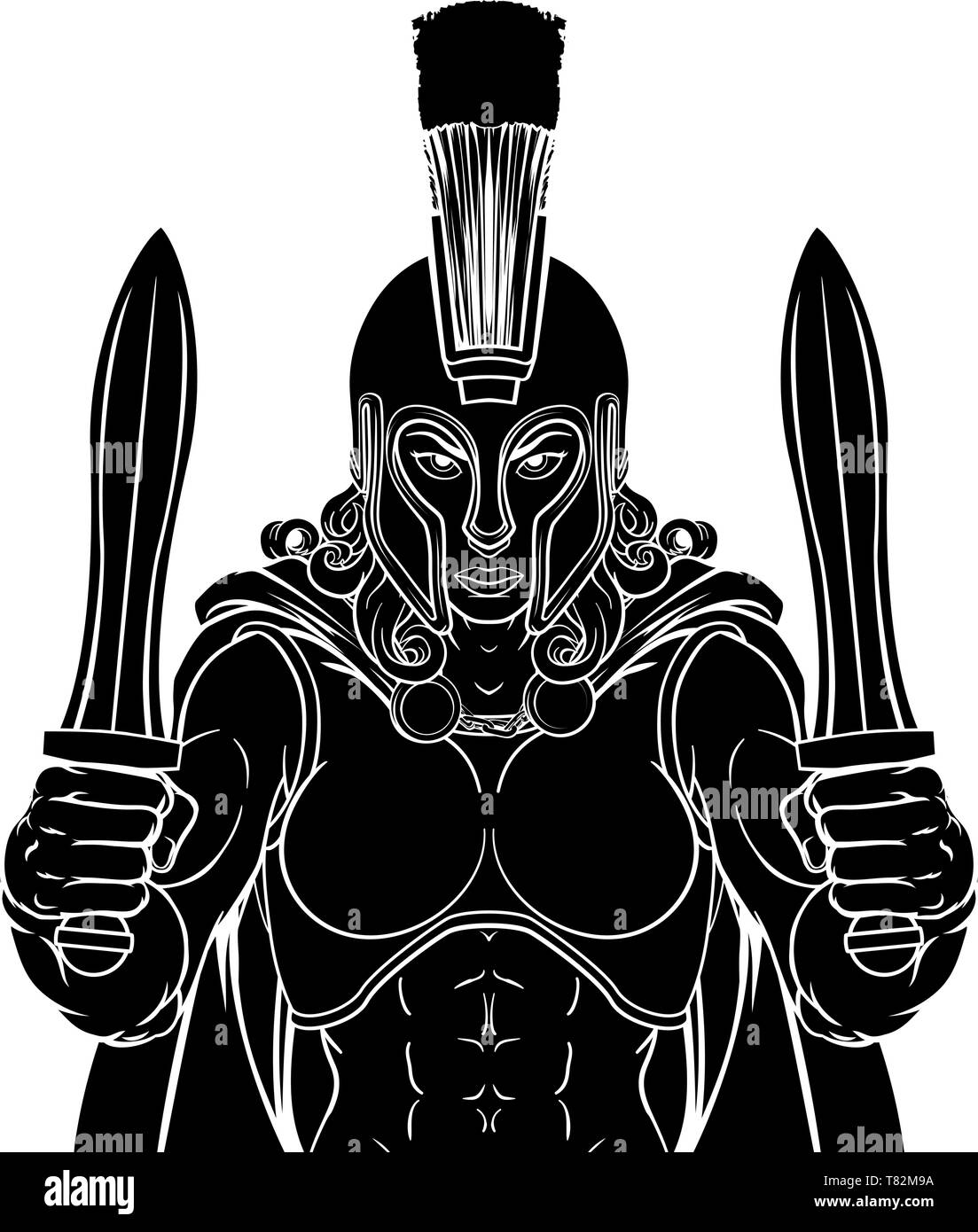 Spartan Trojan guerriera gladiatore donna Illustrazione Vettoriale